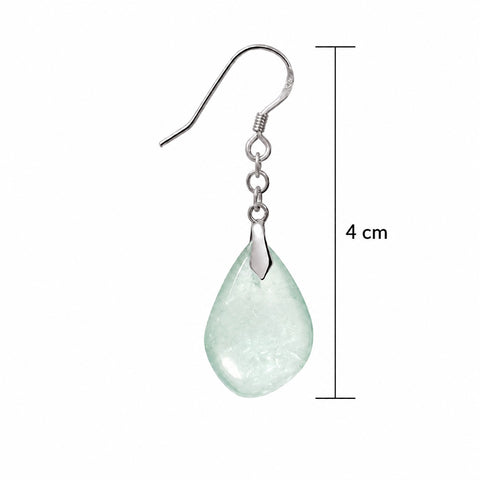 Natural Aquamarine Drop Earrings in Sterling Silver | 4cm