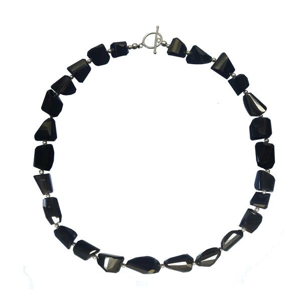 Natural Black Spinel Gemstone Statement Chunky Necklace on Sterling Silver. Length: 50cm