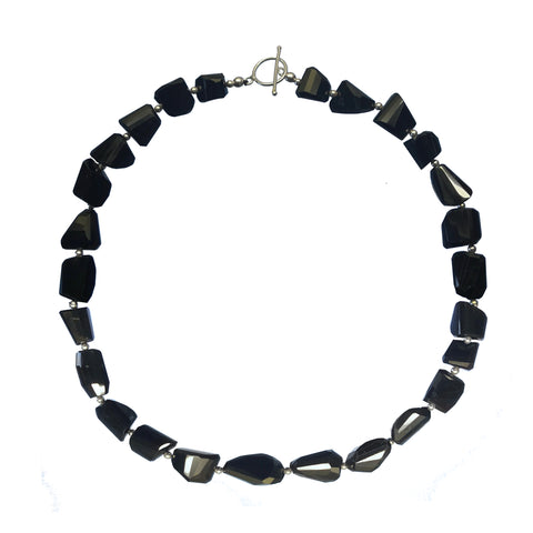 Natural Black Spinel Gemstone Statement Chunky Necklace on Sterling Silver. Length: 50cm