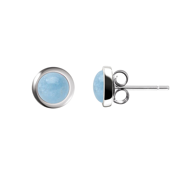 Aquamarine Gemstone Stud Earrings in Rhodium-Plated Silver | Franki Baker