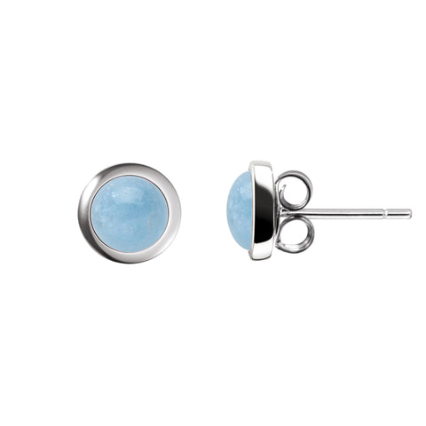 Aquamarine Gemstone Stud Earrings in Rhodium-Plated Silver | Franki Baker