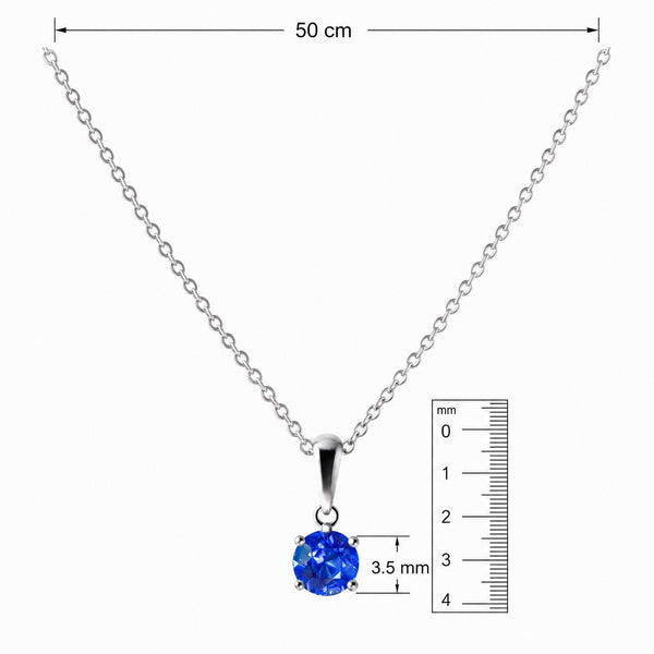 Small Blue Sapphire Gemstone Pendant Necklace on Sterling Silver Chain