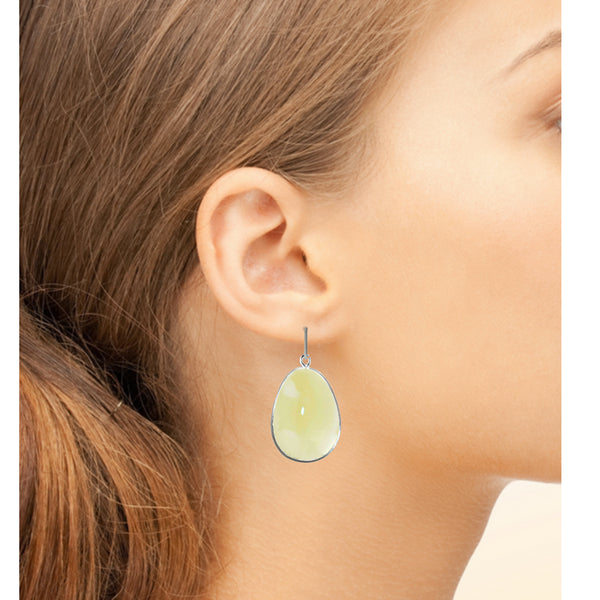 Sterling Silver Natural Lemon Quartz Statement Drop Earrings