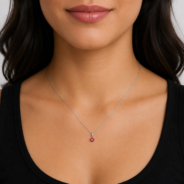Natural Burmese Ruby Pendant | Sterling Silver Chain