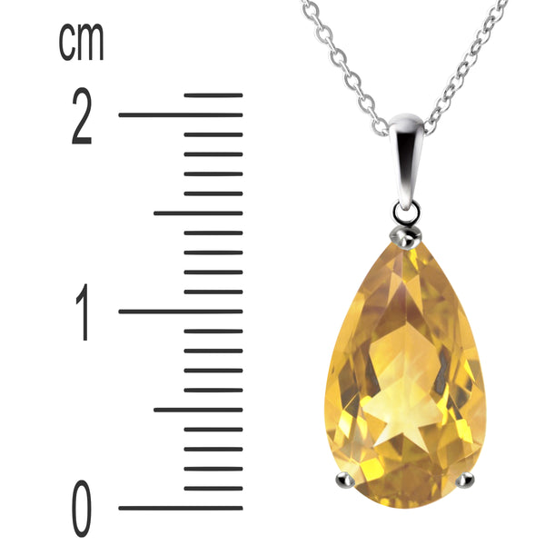 Natural Citrine Pendant Necklace | Pear Cut | Sterling Silver | Franki Baker