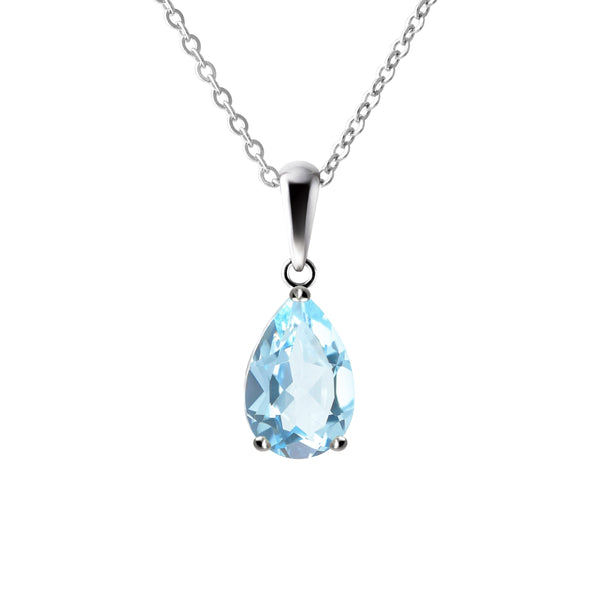Natural Sky Blue Topaz Pendant Necklace, Sterling Silver, 50cm