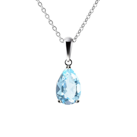 Natural Sky Blue Topaz Pendant Necklace, Sterling Silver, 50cm