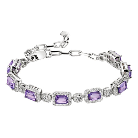 Dainty Natural AAA Grade Purple Amethyst Gemstone Sterling Silver Tennis Bracelet. Length: 19cm - Franki Baker Jewellery