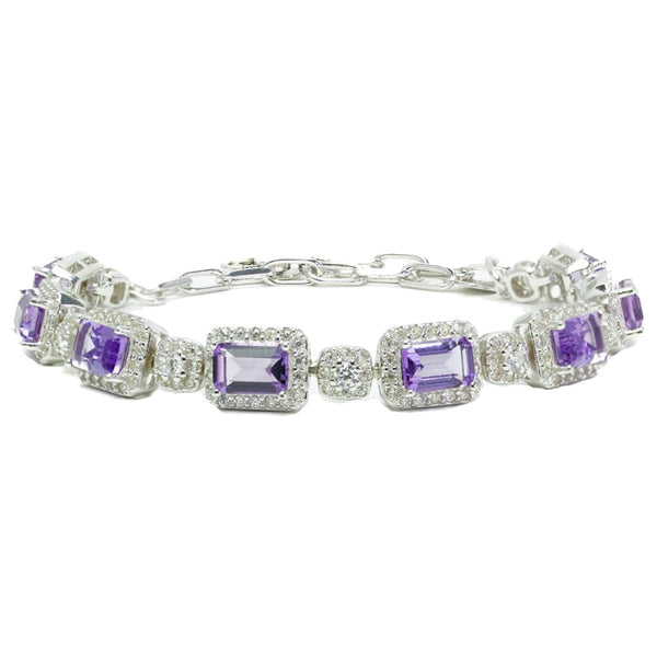 Dainty Natural AAA Grade Purple Amethyst Gemstone Sterling Silver Tennis Bracelet. Length: 19cm - Franki Baker Jewellery