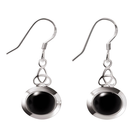 Natural Black Onyx Celtic Drop Earrings, 925 Sterling Silver, 3.5cm - Franki Baker Jewellery
