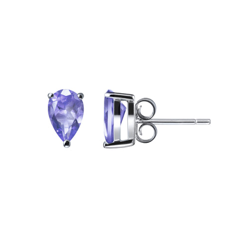 Natural Tanzanite Gemstone & Sterling Silver Stud Earrings, Small