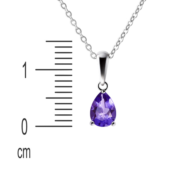 Tiny Amethyst & Sterling Silver Pendant Necklace. Length: 50cm