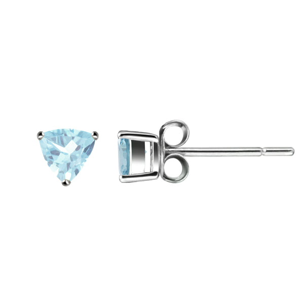 Sky Blue Topaz Triangle Stud Earrings in Sterling Silver
