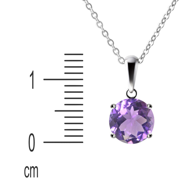 Dainty Amethyst Pendant Necklace – Sterling Silver
