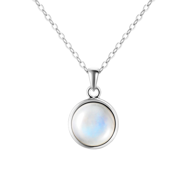 Dainty Sterling Silver Rainbow Moonstone Pendant Necklace, 50cm