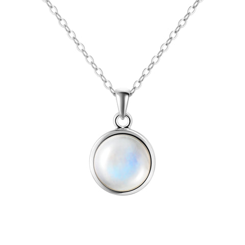 Dainty Sterling Silver Rainbow Moonstone Pendant Necklace, 50cm