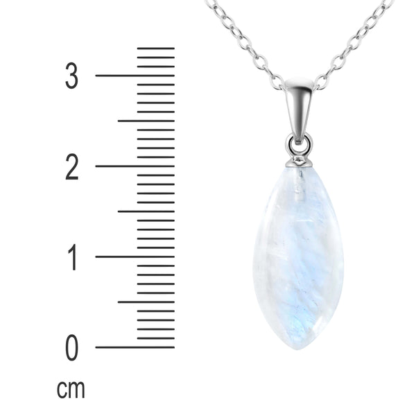 Dainty Iridescent Natural Rainbow Leaf Moonstone Gemstone Pendant Necklace on 925 Sterling Silver Chain