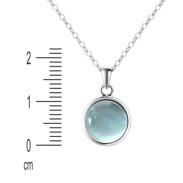 Dainty Aquamarine Gemstone Pendant Necklace on 925 Sterling Silver. Chain Length: 50cm.