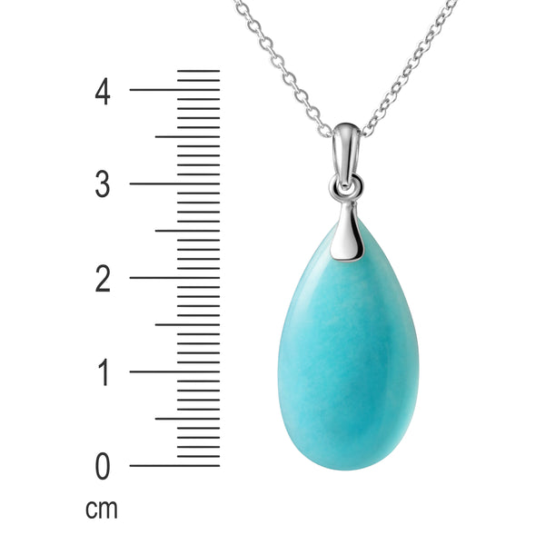 Natural Amazonite Gemstone & Sterling Silver Pendant Necklace.