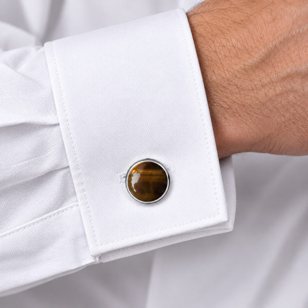 Natural Tiger's Eye Cufflinks in 925 Sterling Silver - Franki Baker Jewellery