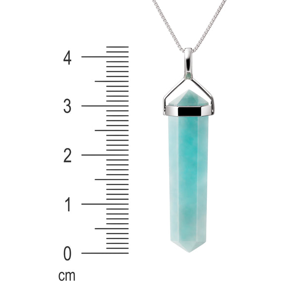 Amazonite and Sterling Silver Point Pendant Necklace