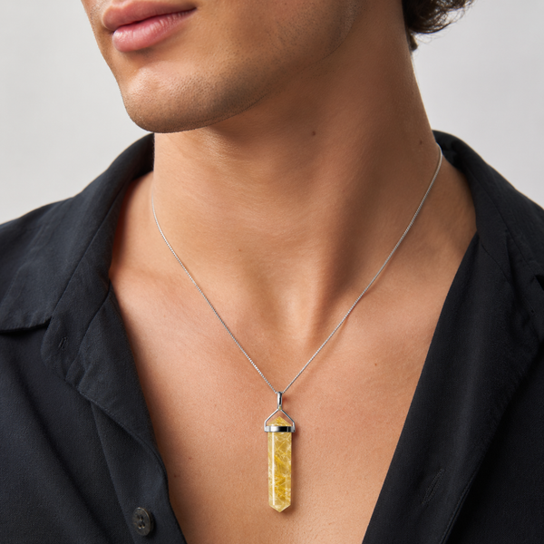 Golden Rutile Quartz & Sterling Silver Double Point Pendant Necklace - Franki Baker Jewellery