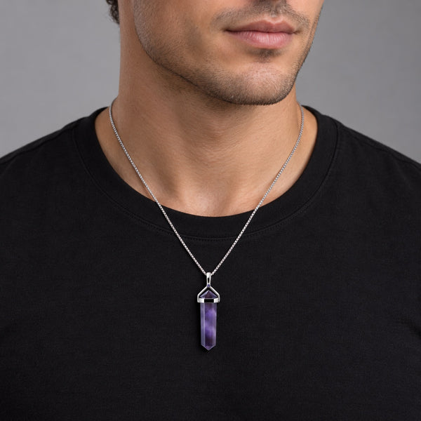 Amethyst Sterling Silver Double Point Pendant Necklace | February Birthstone Gift