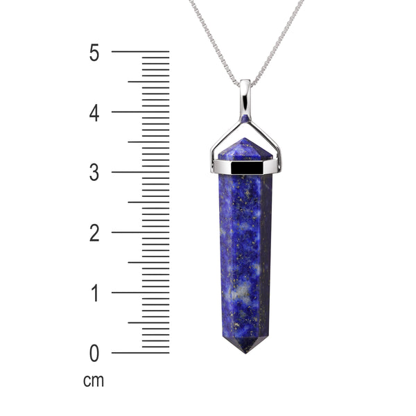 Blue Lapis Lazuli Double Point Spear Pendant on 925 Sterling Silver