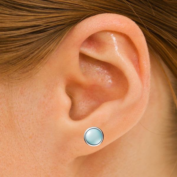 Larimar & Silver Stud Earrings