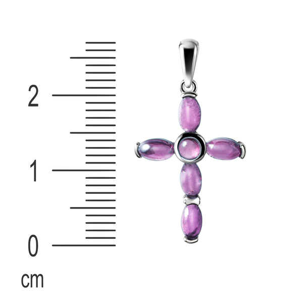 Sterling Silver Natural Tourmaline Gemstone Cross Pendant Necklace