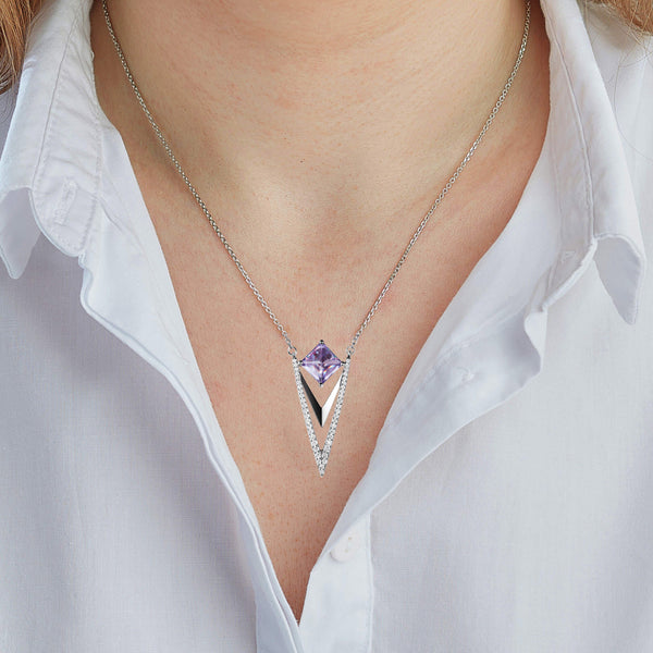 Art Deco Amethyst & Sterling Silver Pendant - Franki Baker Jewellery