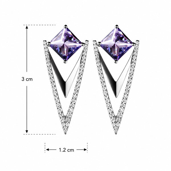 Art Deco Amethyst & Diamond CZ Drop Earrings | 925 Sterling Silver
