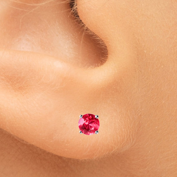 Genuine Burmese Round Facetted Ruby & Sterling Silver Stud Earring - Franki Baker Jewellery