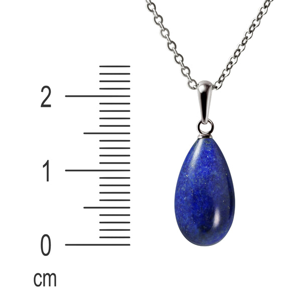 Pretty Dainty Blue Lapis Lazuli Gemstone Pendant Necklace & 925 Sterling Silver