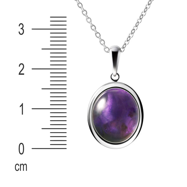 Oval Natural Amethyst Gemstone Pendant Necklace & 925 Sterling Silver Length:50cm
