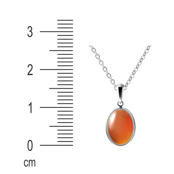 Carnelian Oval Gemstone Pendant Necklace on Sterling Silver. Small & Delicate. Length: 50cm