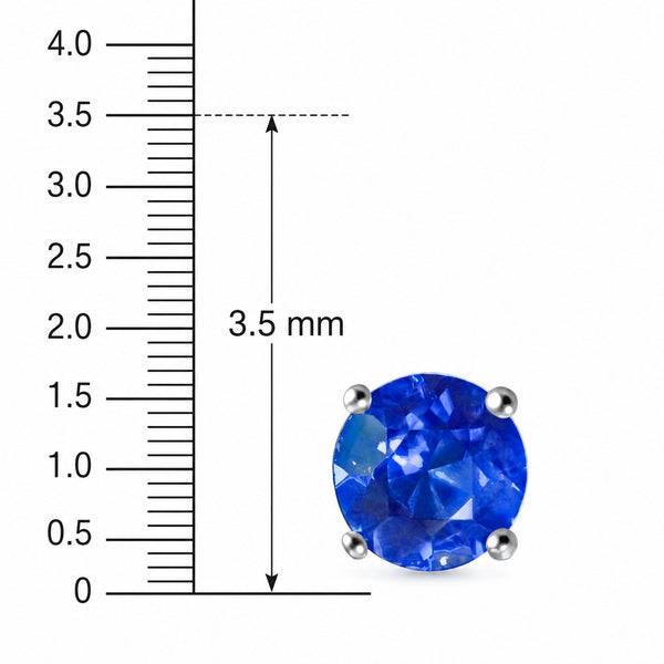 Natural Blue Sapphire Stud Earrings | Rhodium-Plated Sterling Silver