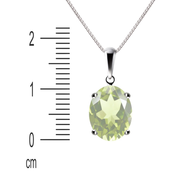 Rare Natural Pale Green Oval Prasiolite, Green Amethyst Gemstone Pendant Necklace. Chain Length: 50cm