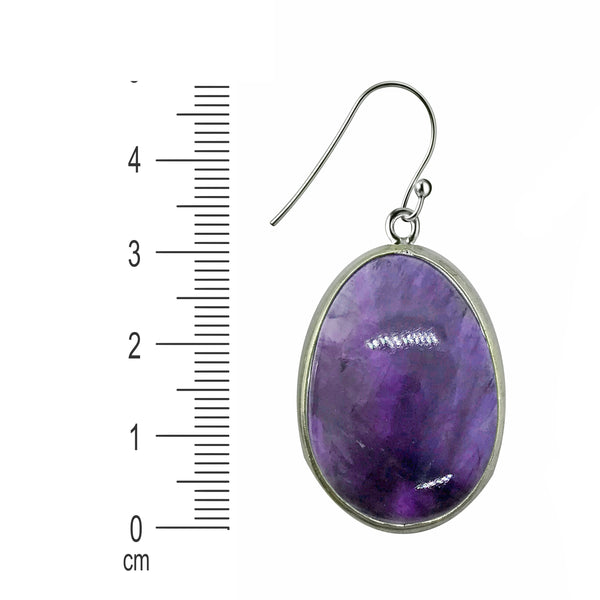 Natural Amethyst Statement Drop Earrings | Freeform Gemstone | 925 Sterling Silver | Nickel Free