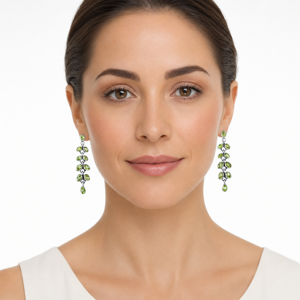 Statement Peridot Gemstones & 925 Sterling Silver Drop Earrings - Franki Baker Jewellery