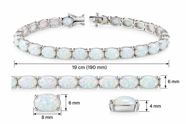 Created Opal Tennis Bracelet in Sterling Silver – 19 cm