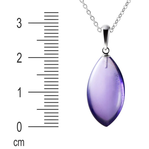 Natural Cushion Cut Amethyst Gemstone & Sterling Silver Pendant Necklace. Length: 50cm