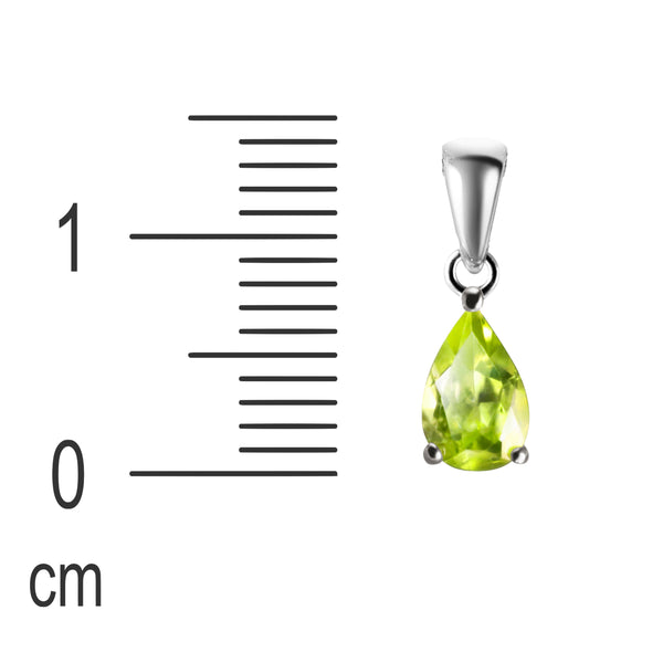Franki Baker Sterling Silver Natural Peridot Pear Gemstone Pendant Necklace on 925 Sterling Silver Chain. Chain Length: 50cm