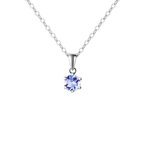 Sterling Silver Small & Dainty Round Natural Round Tanzanite Gemstone Pendant Necklace