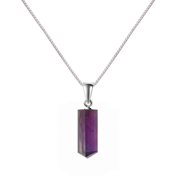 Franki Baker Sterling Silver Natural Amethyst Tri Tube Pendant Necklace. Chain Length: 50cm