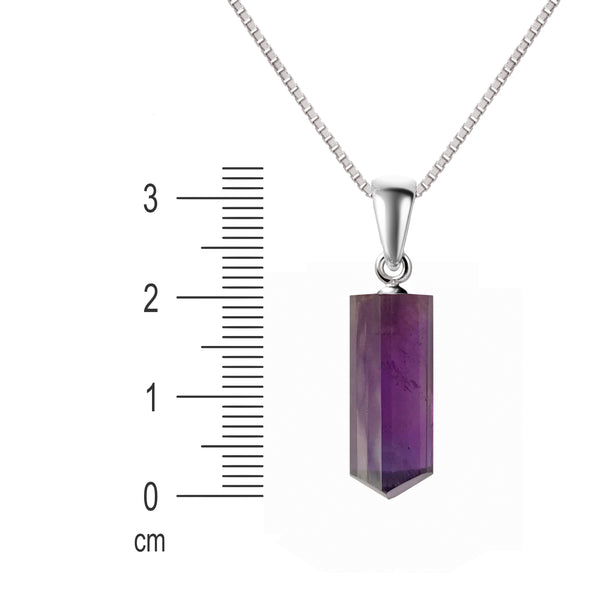 Franki Baker Sterling Silver Natural Amethyst Tri Tube Pendant Necklace. Chain Length: 50cm