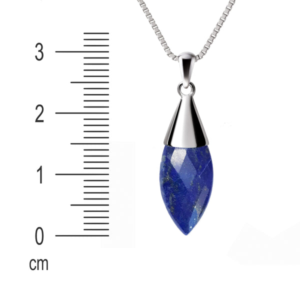 Natural Lapis Lazuli Gemstone Pendant Necklace on 925 Sterling Silver. Pendant: 3cm. Length: 50cm