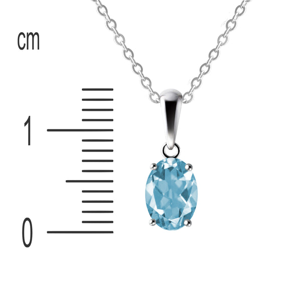 Dainty Natural Sky Blue Topaz Oval Pendant Necklace | Sterling Silver | Franki Baker