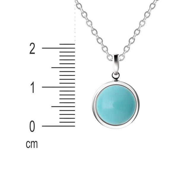 Sterling Silver Dainty Round Natural Turquoise Pendant Necklace Length: 50cm Pendant Size: 2cm - Franki Baker Jewellery