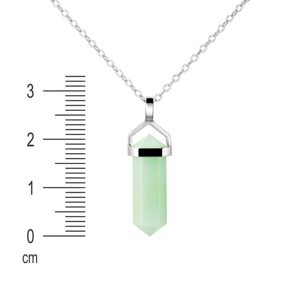 Franki Baker Small Green Natural Chrysoprase Gemstone Double Point Pendant Necklace 925 Sterling Silver Link Chain Length: 50cm